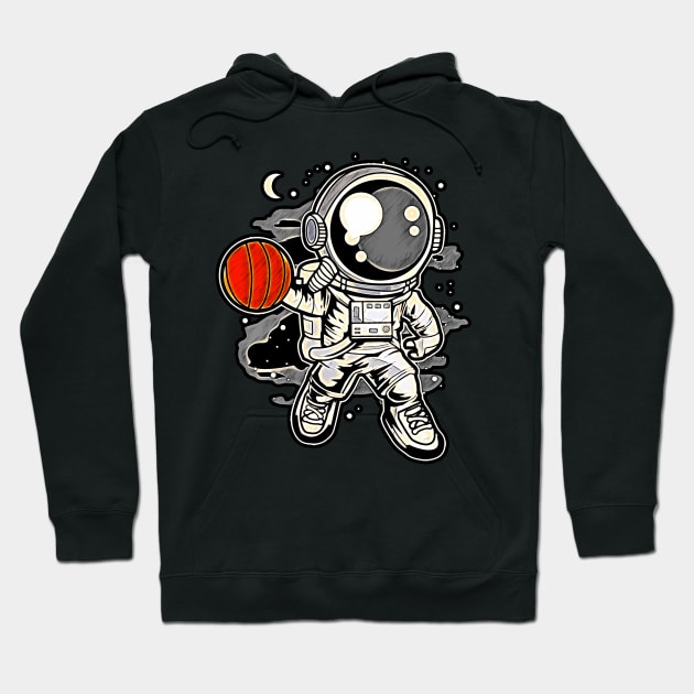 Astronaut Basketball • Funny And Cool Sci-Fi Cartoon Drawing Design Great For Any Occasion And For Everyone Hoodie by TeesHood